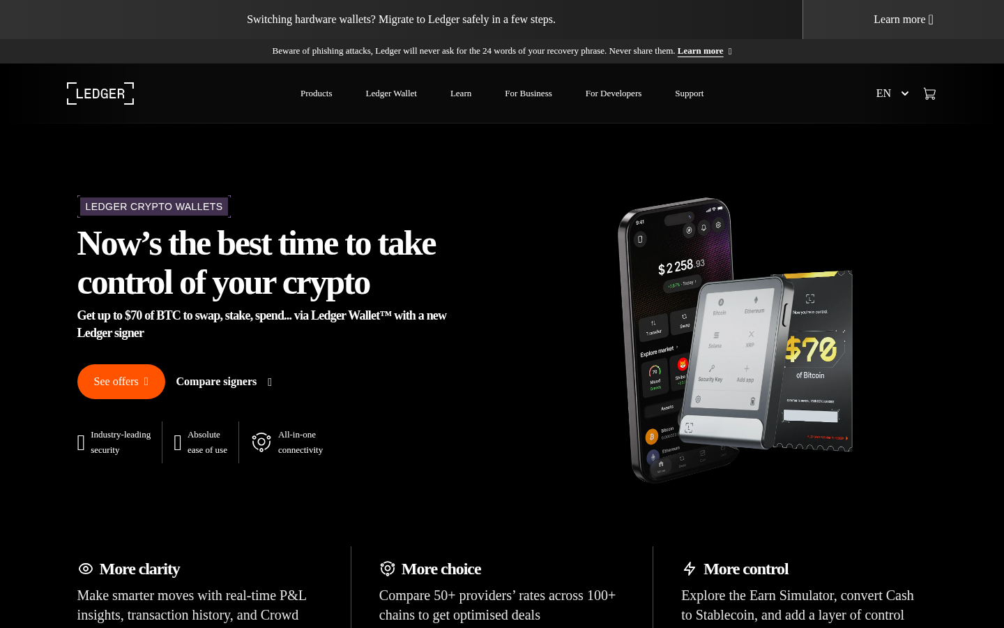 Ledger homepage screenshot